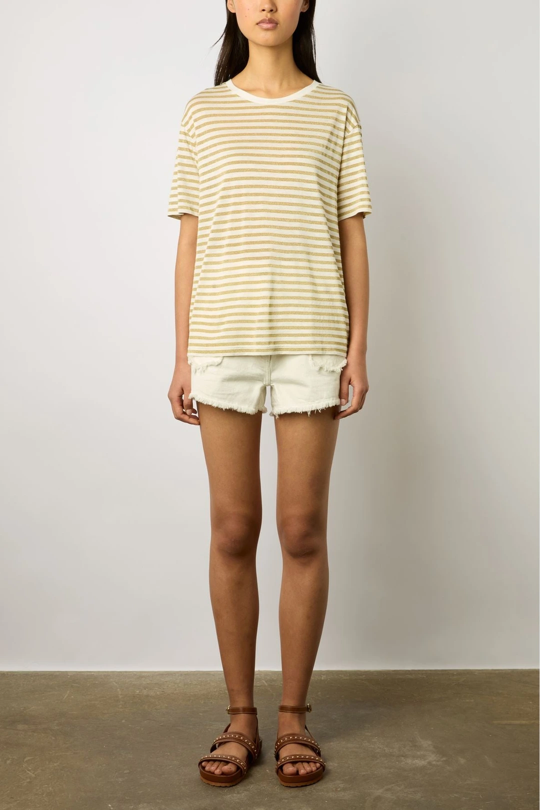 T-shirt à rayures en lurex - MIKE - Or - 5