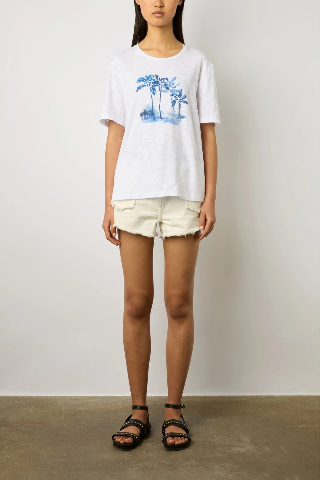 T-shirt imprimé palmier en coton - MAYLI - Ecru
