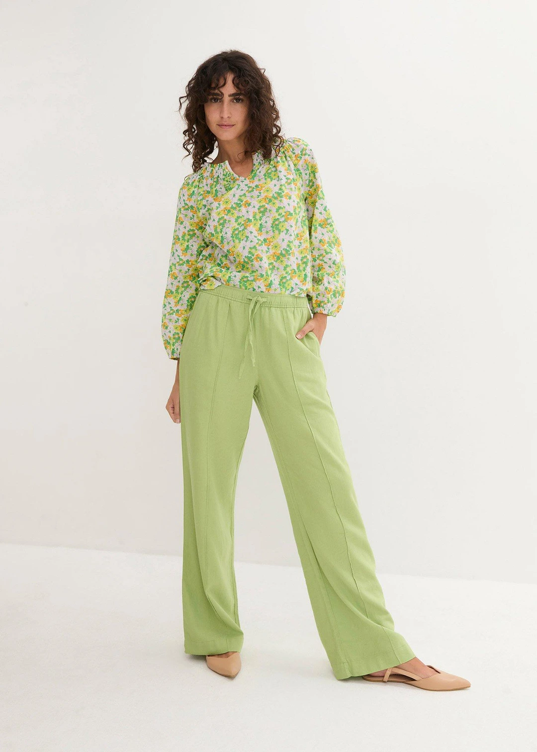 Pantalon palazzo léger en lin et viscose - 2