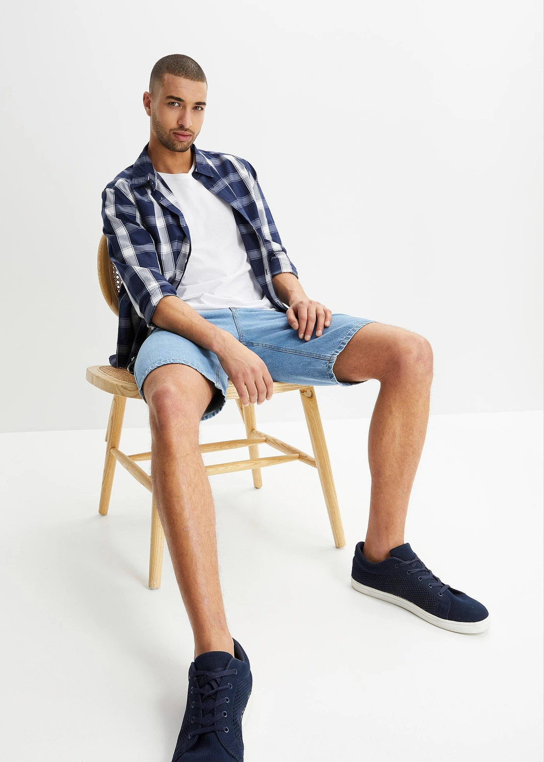 Bermuda classique en jean avec taille élastiquée - 2