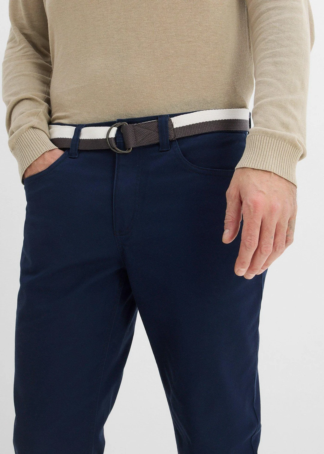 Pantalon extensible regular avec ceinture, droit