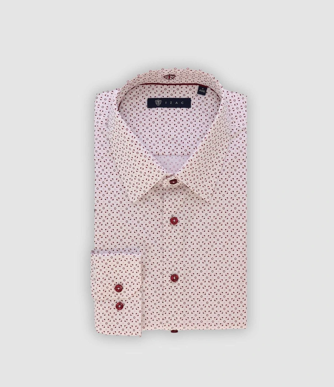 IZAC - Chemise slim imprimée blanc rose et bordeaux PAUL
