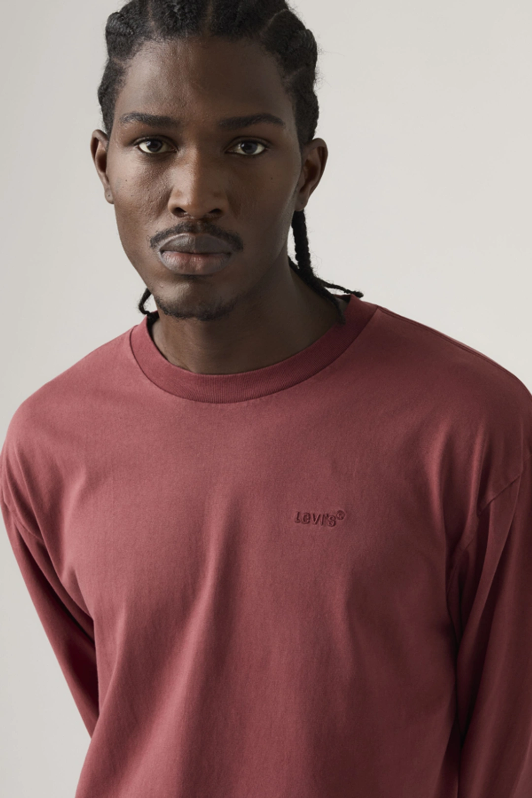 Levi's T Shirt Manche Longue Authentic - Homme - Rouge / Garment Dye Oxblood Red - XL - 2
