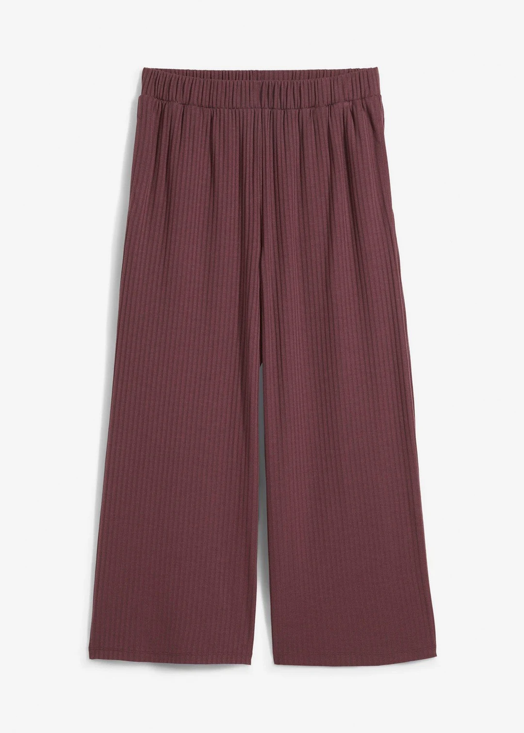 Pantalon en jersey côtelé à taille élastiquée