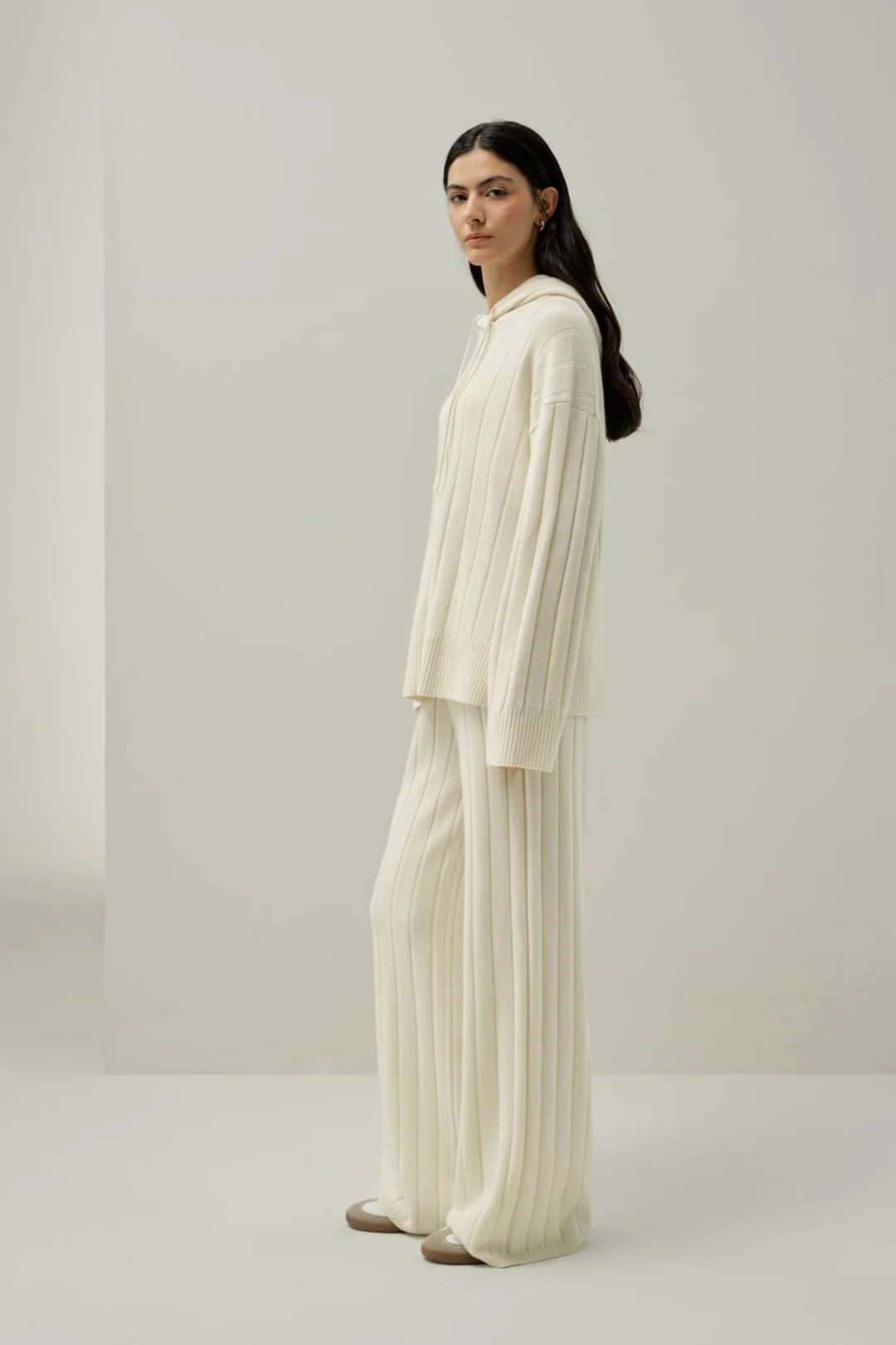 LILYSILK Pantalon Femme Cachemire Jambe Large Élégant et Décontracté Blanc XL
