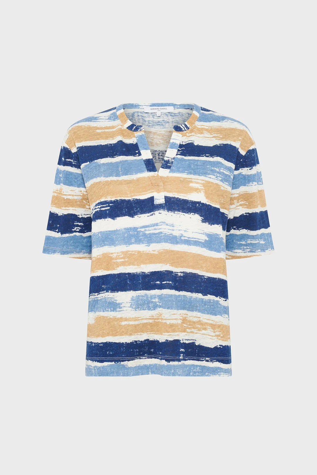 T-shirt tunisien en coton rayé - GUILIA - Indigo - 6