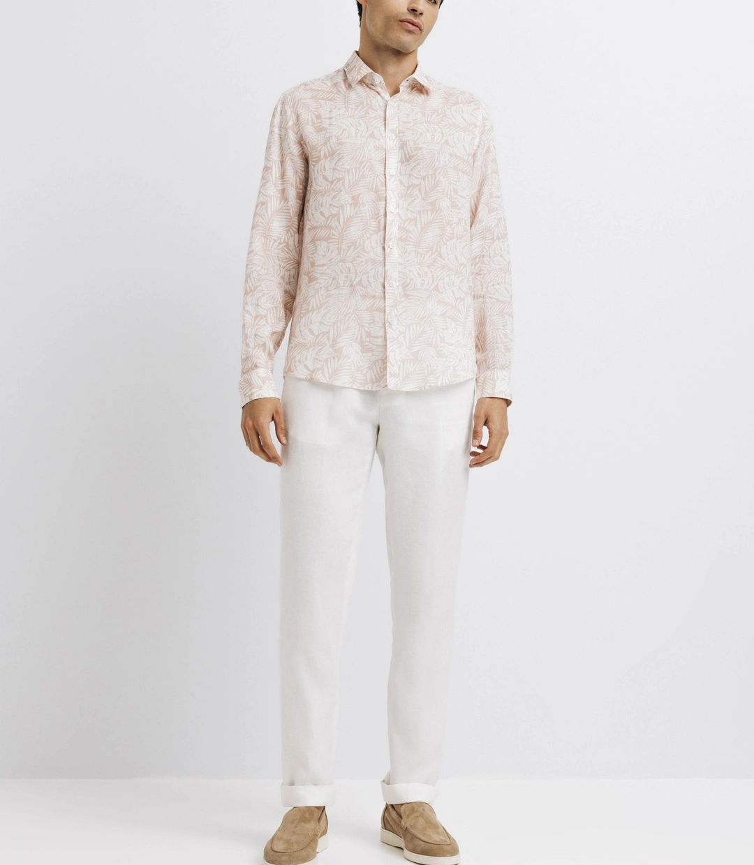 IZAC - Chemise casual en lin imprimée rose