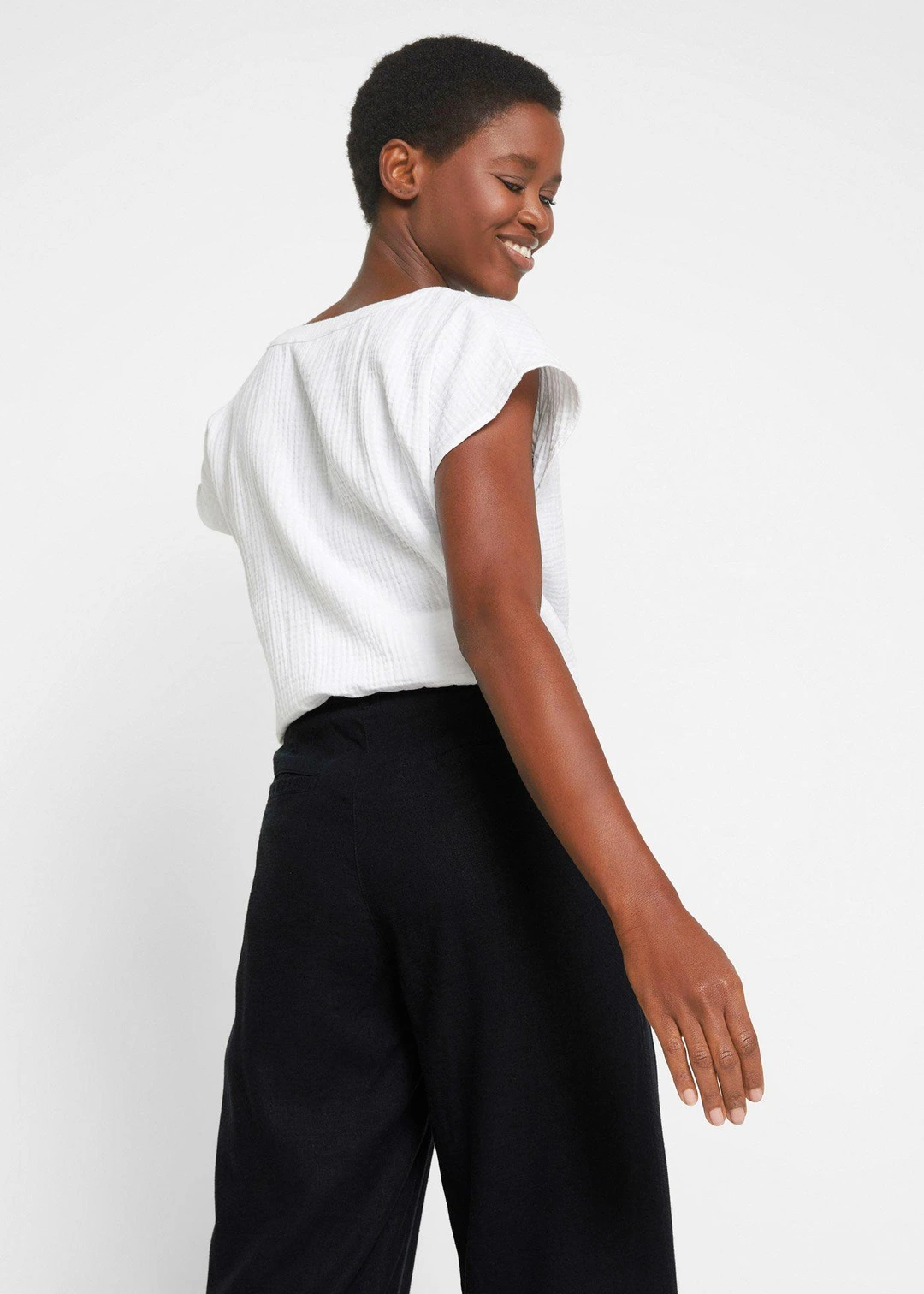 Pantalon palazzo léger en lin et viscose - 3