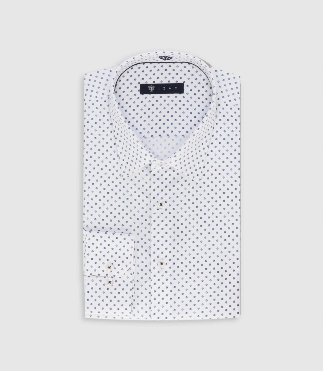 IZAC - Chemise slim à imprimé micro motifs blanc MATHEWOUT