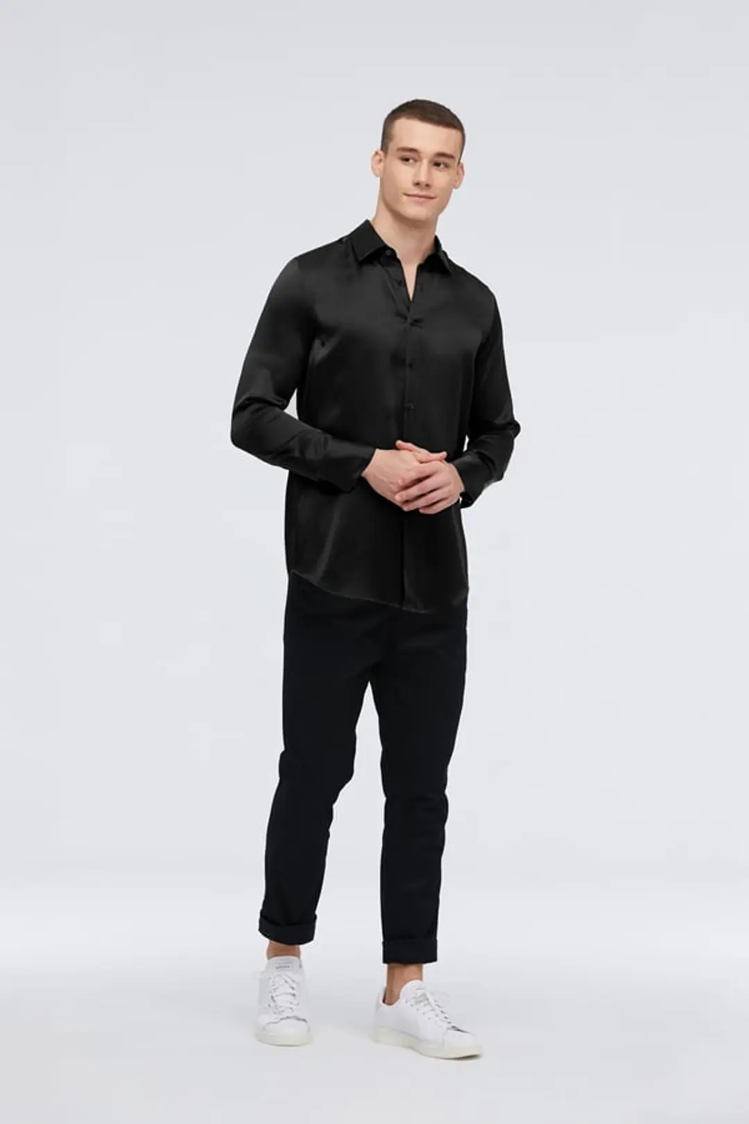 LILYSILK Chemise De Base Pour Homme En Soie De Mûrier Gris Foncé L