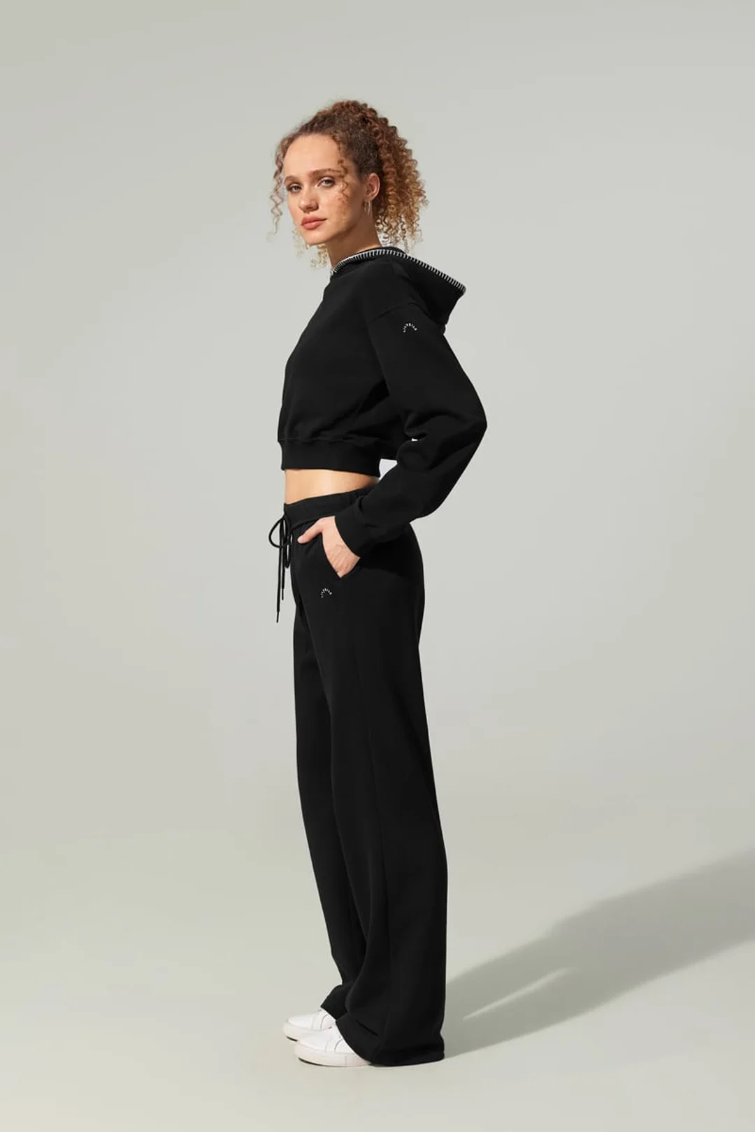 LILYSILK Pull Seamflow Poise Gris Chiné XL - Sweat Court Femme SILKERRY Doux & Sculptant, Capuche Festonnée