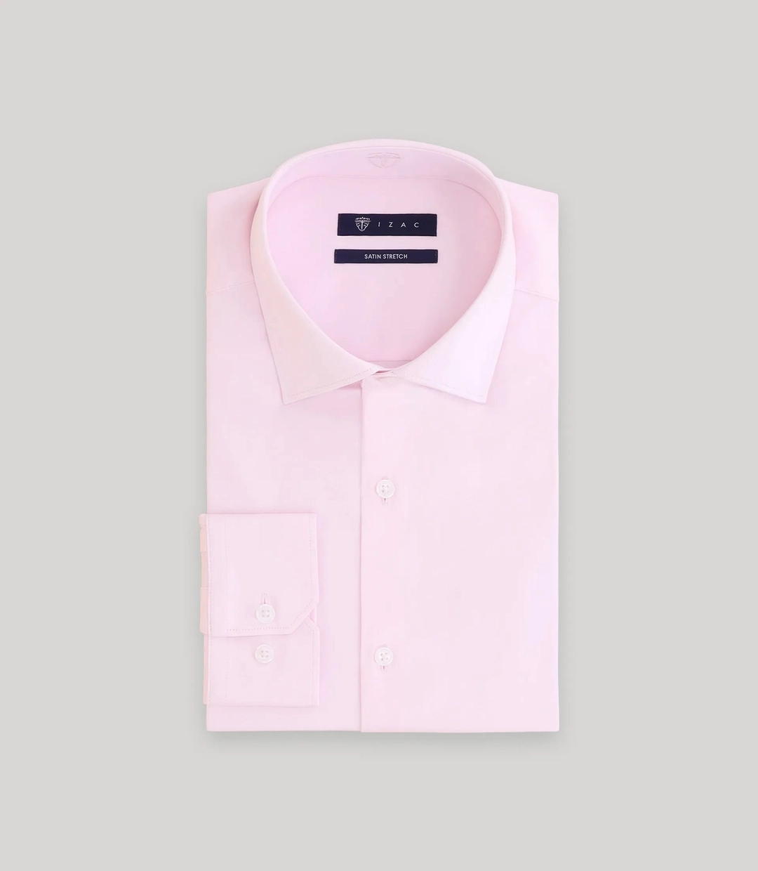 IZAC - Chemise ajustée en satin de coton rose