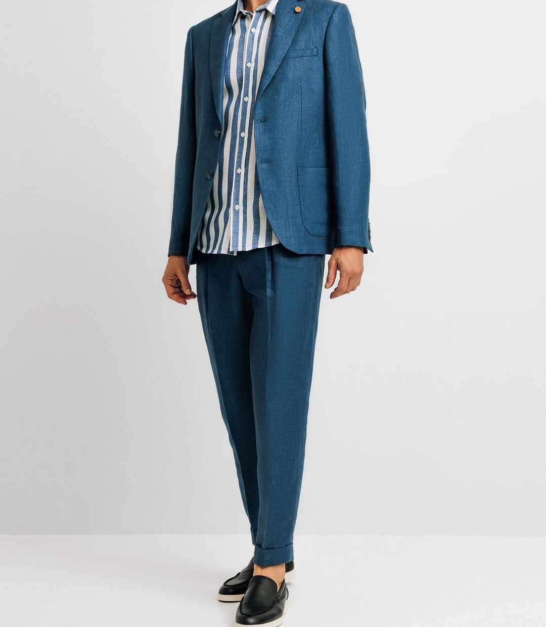 IZAC - Veste ville séparable 100% lin bleu indigo