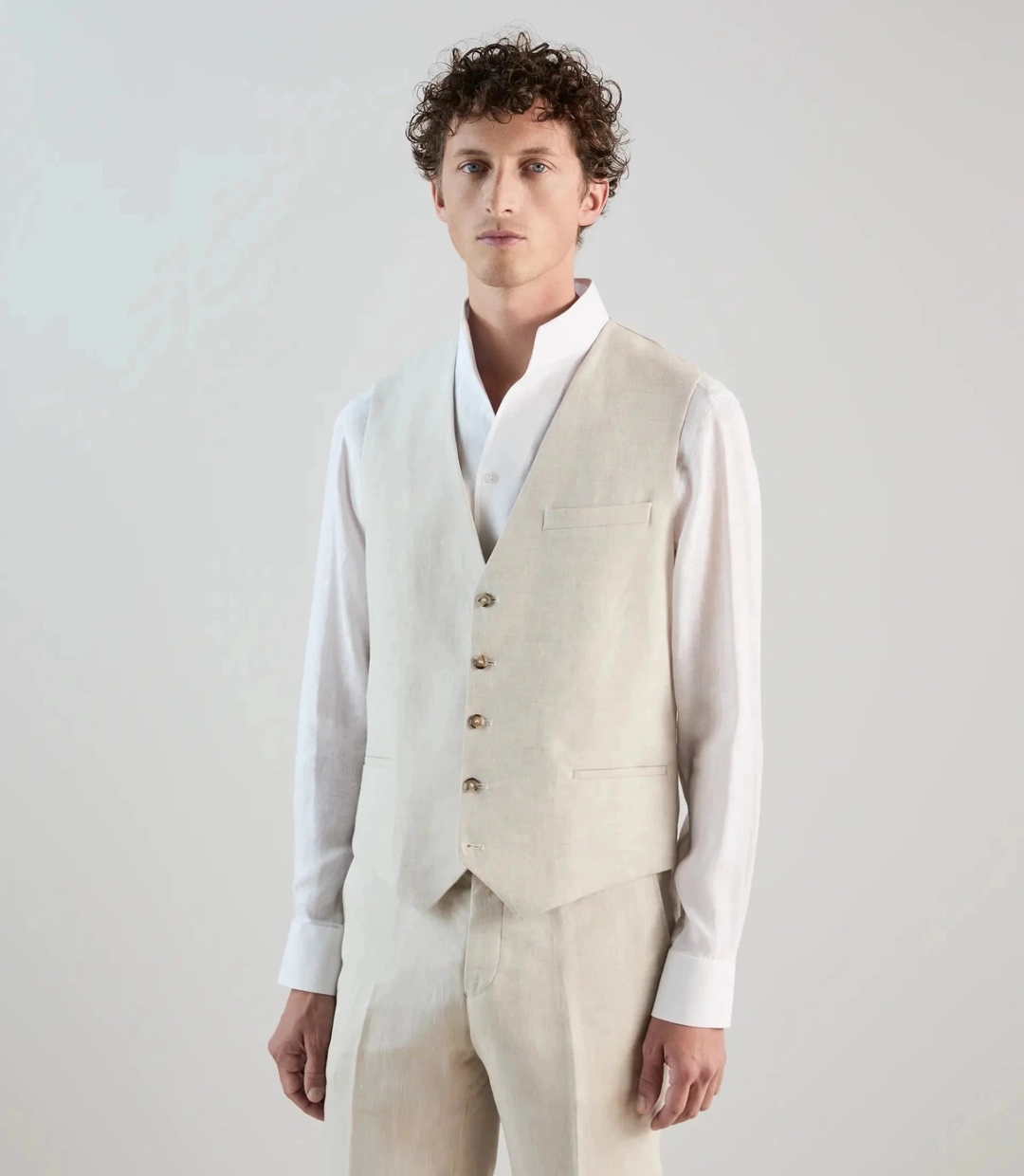 IZAC - Gilet ville 100% lin beige