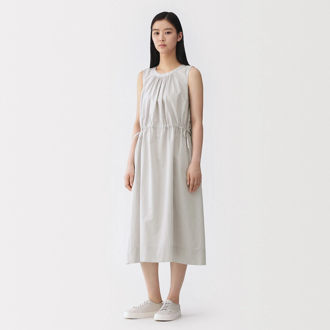 Robe sans manches en mélange de washi pour femme