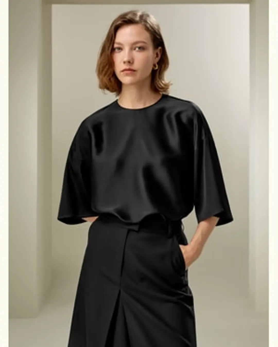LILYSILK Chemisier En Soie Manches Épaules Tombantes Lisse Et Doux Pour La Peau Soie De Mûrier Doux Pour La Peau, Confortable Et Durable Pin S