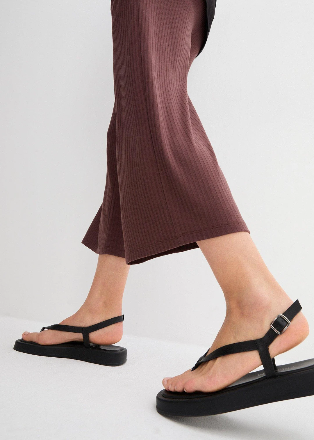 Pantalon en jersey côtelé à taille élastiquée - 3