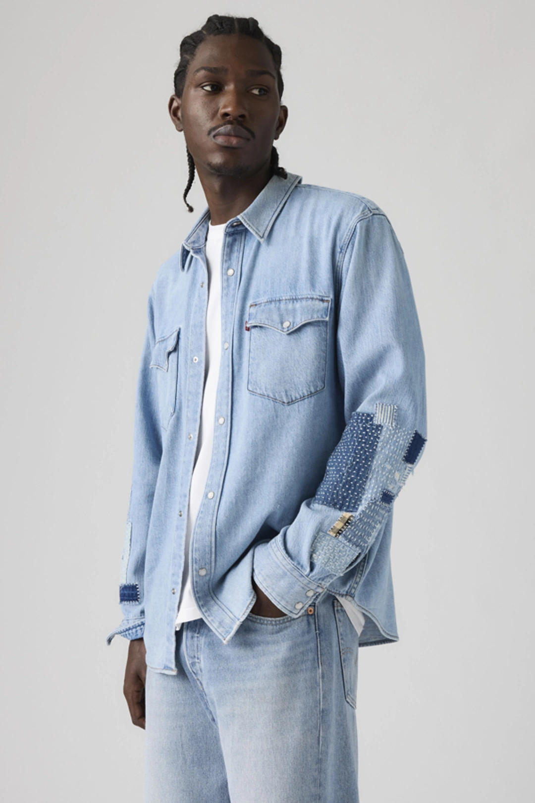 Levi's Chemise Western Relaxed - Homme - Bleu / Grand Dark Railroad Stripe - 2XL