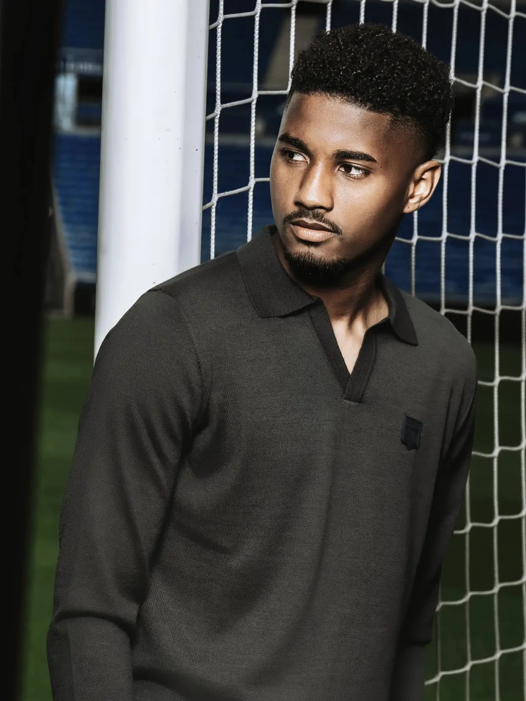 IZAC - Pull col polo ouvert anthracite
