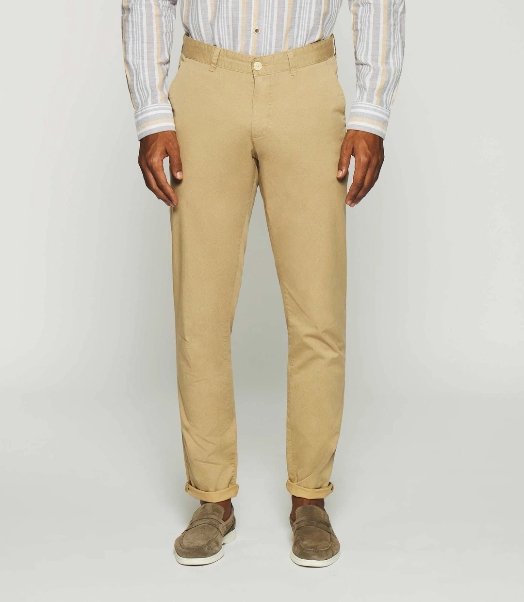 IZAC - Pantalon slim à imprimé beige PEPS
