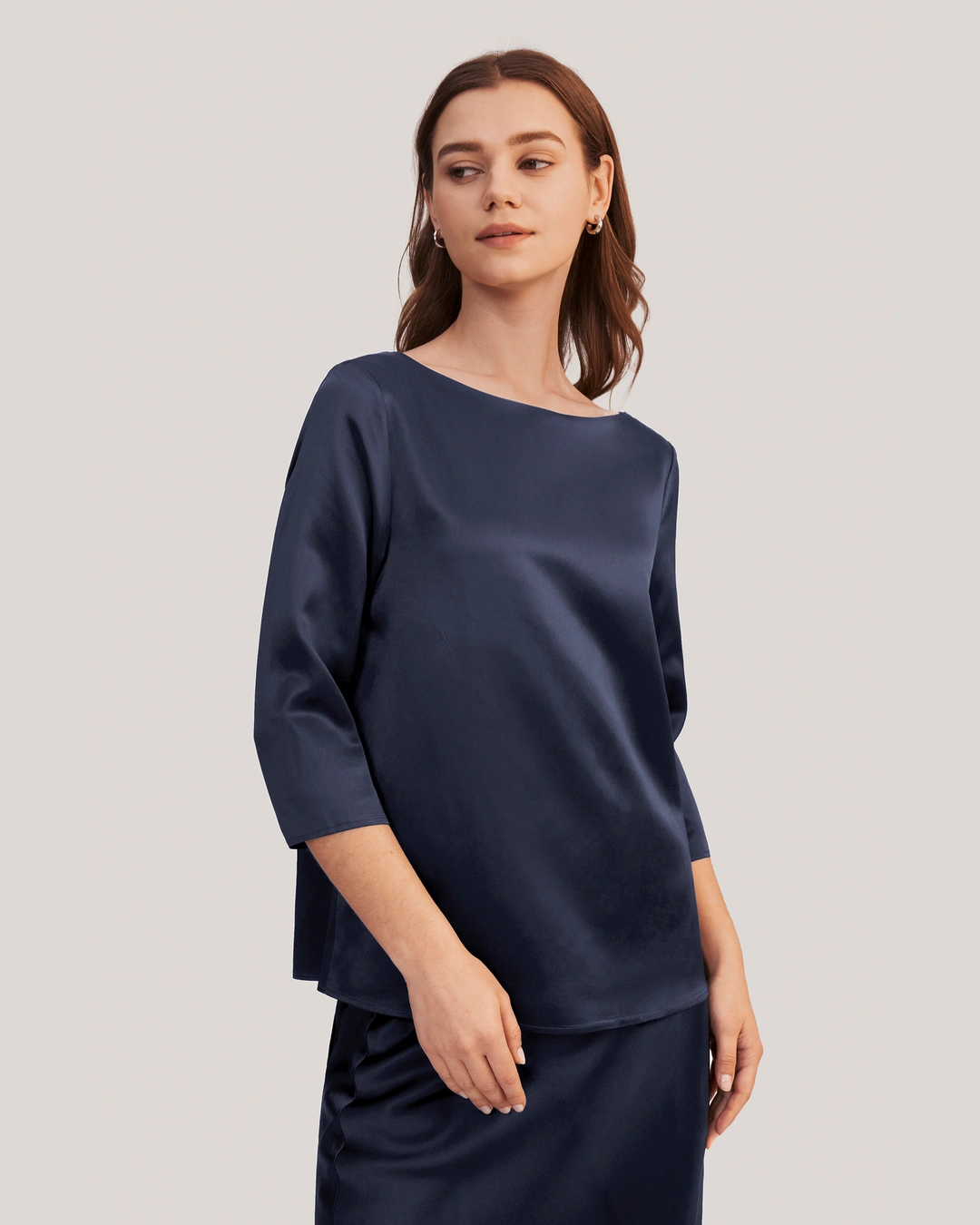 LILYSILK Blouse En Soie À Col Bateau Et Manches 3/4