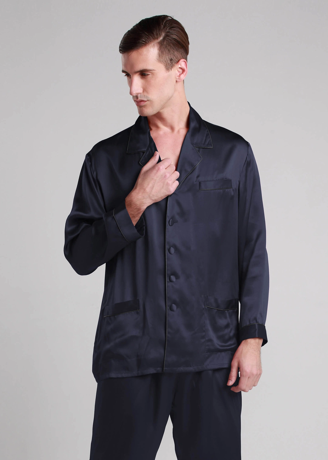 LILYSILK Ensemble pyjama FR soie longue bordure contraste