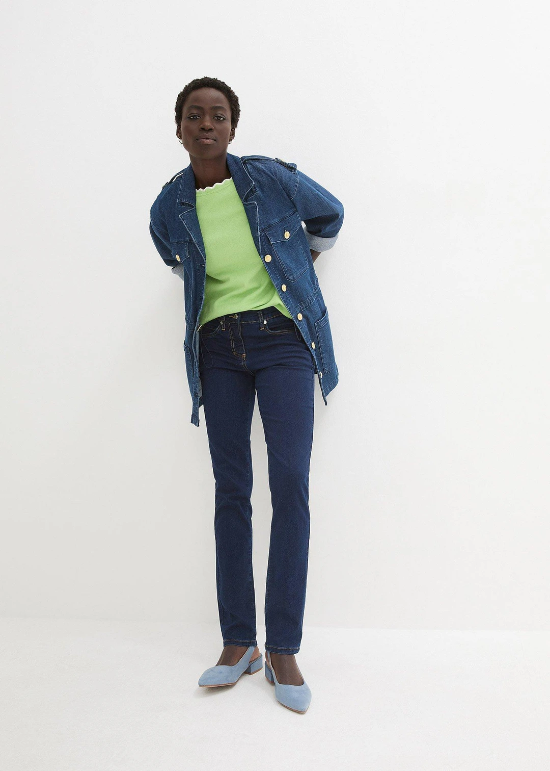 Jean slim taille mi-haute, très extensible