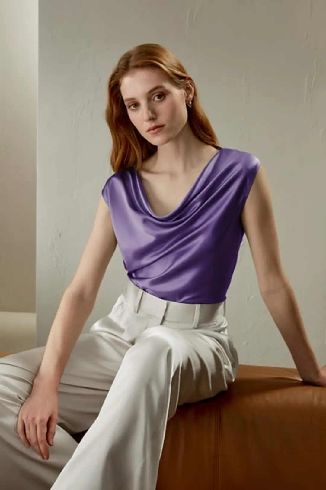 LILYSILK Top En Soie Col Rond, Sans Manches Soie De Haute Qualité Les Essentiels De La Garde-Robe Blanc Naturel 36