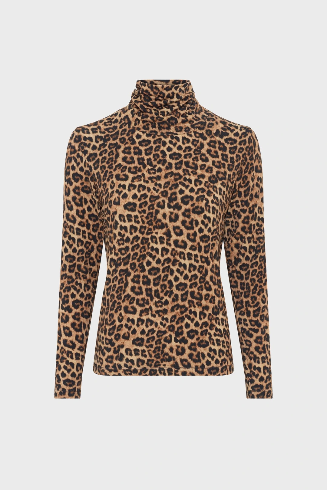 Col montant imprimé léopard - HELENE - Camel