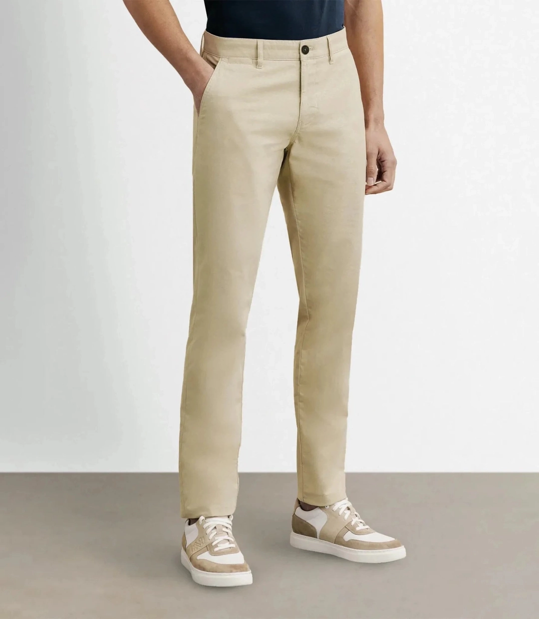 IZAC - Pantalon coton stretch beige