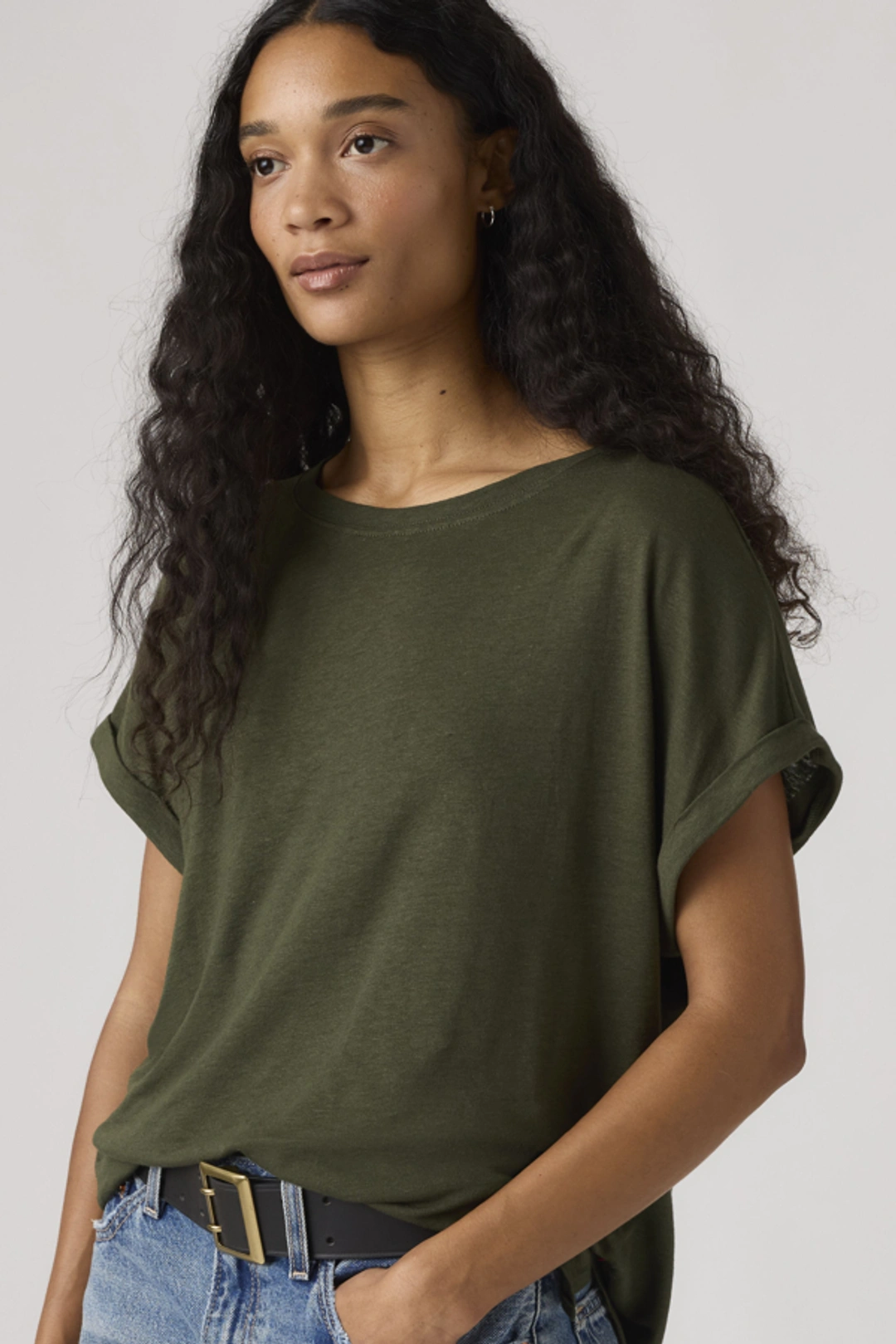 Levi's T Shirt En Lin Manche Dolman Lori - Femme - Noir / Anthracite Night Linen - XS