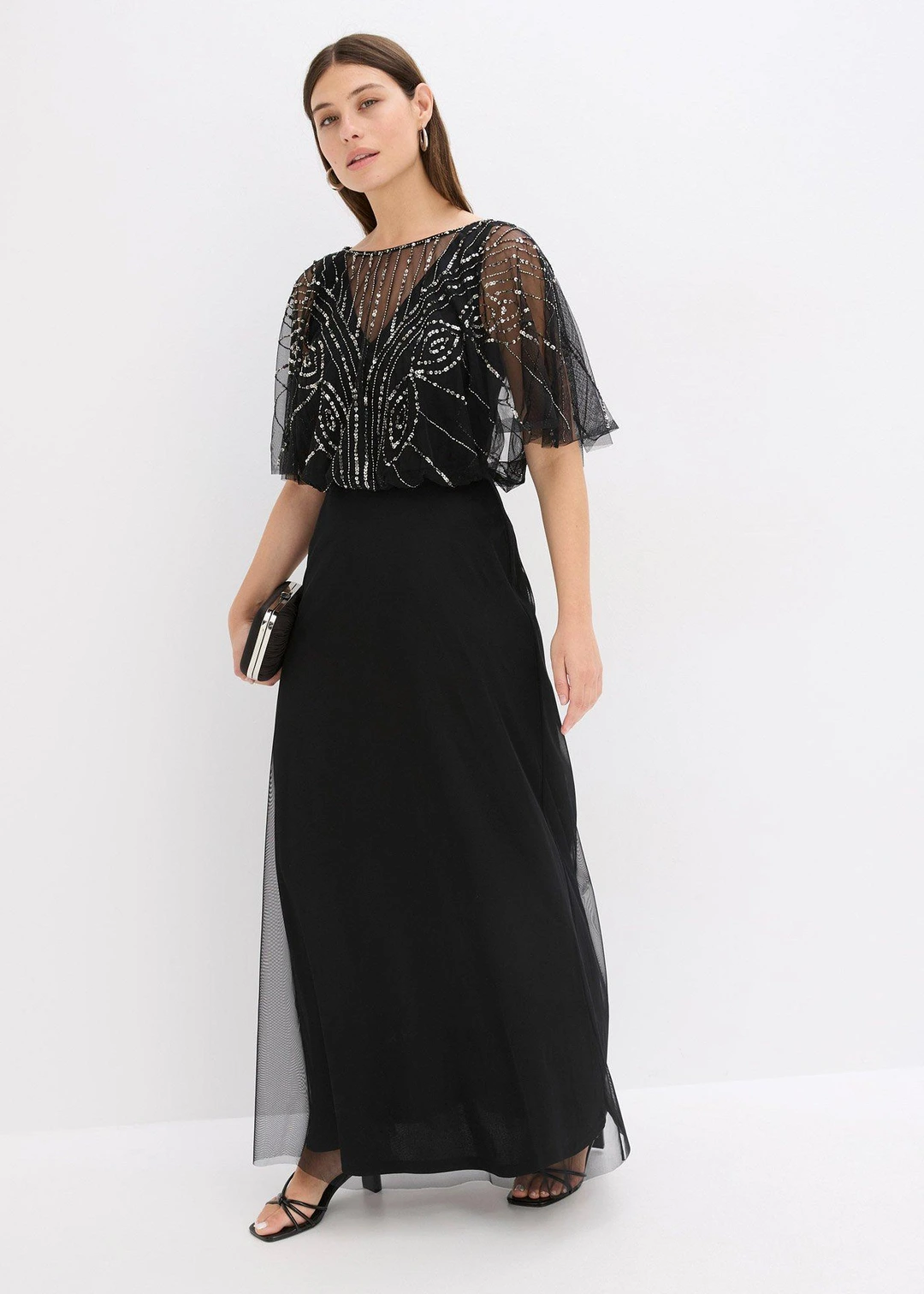 Robe longue en tulle fin avec sequins brodés - 2