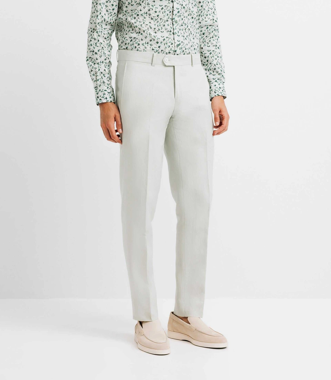IZAC - Pantalon ville 100% lin vert eau