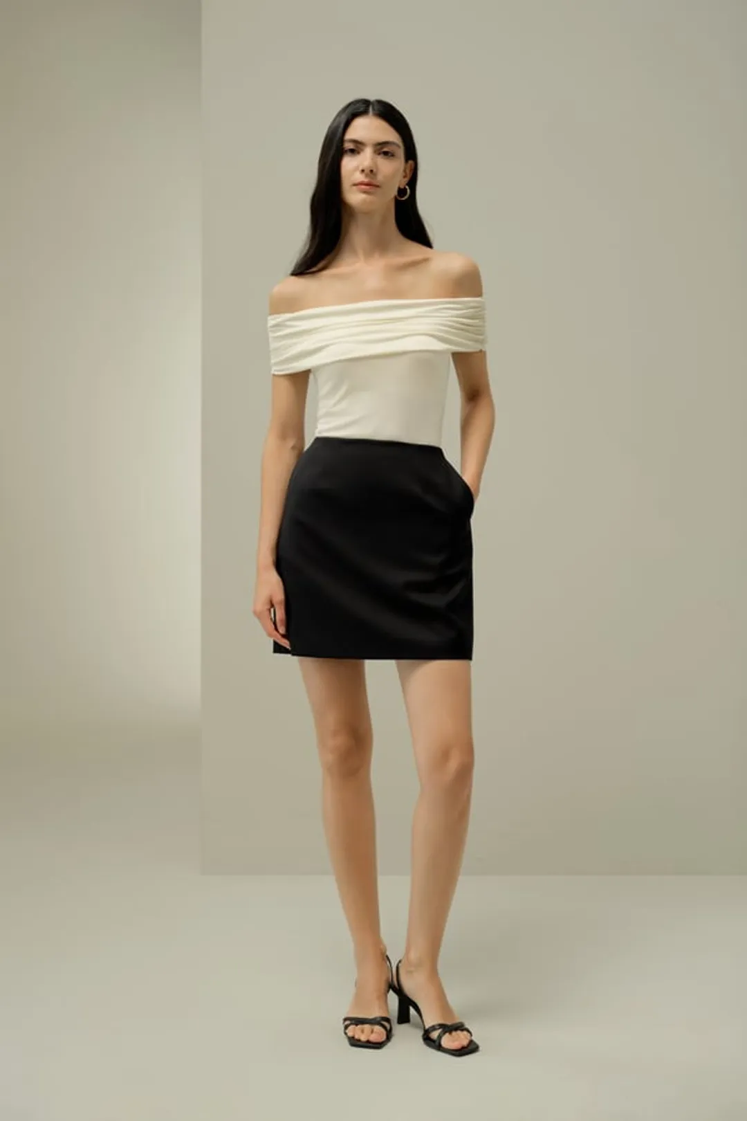 LILYSILK Haut Épaules Dénudées Femme Soie Noir M - Élégant & Sculptant Jersey Stretch