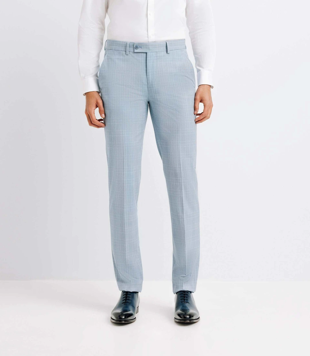 IZAC - Pantalon ville esprit prince de galles bleu ciel