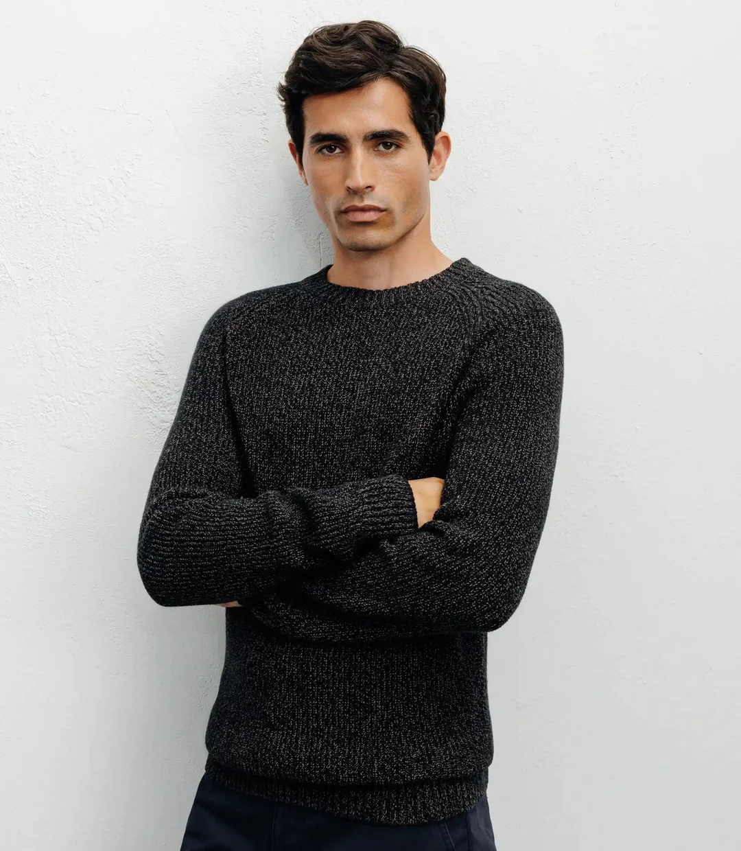 IZAC - Pull col rond mouliné marron