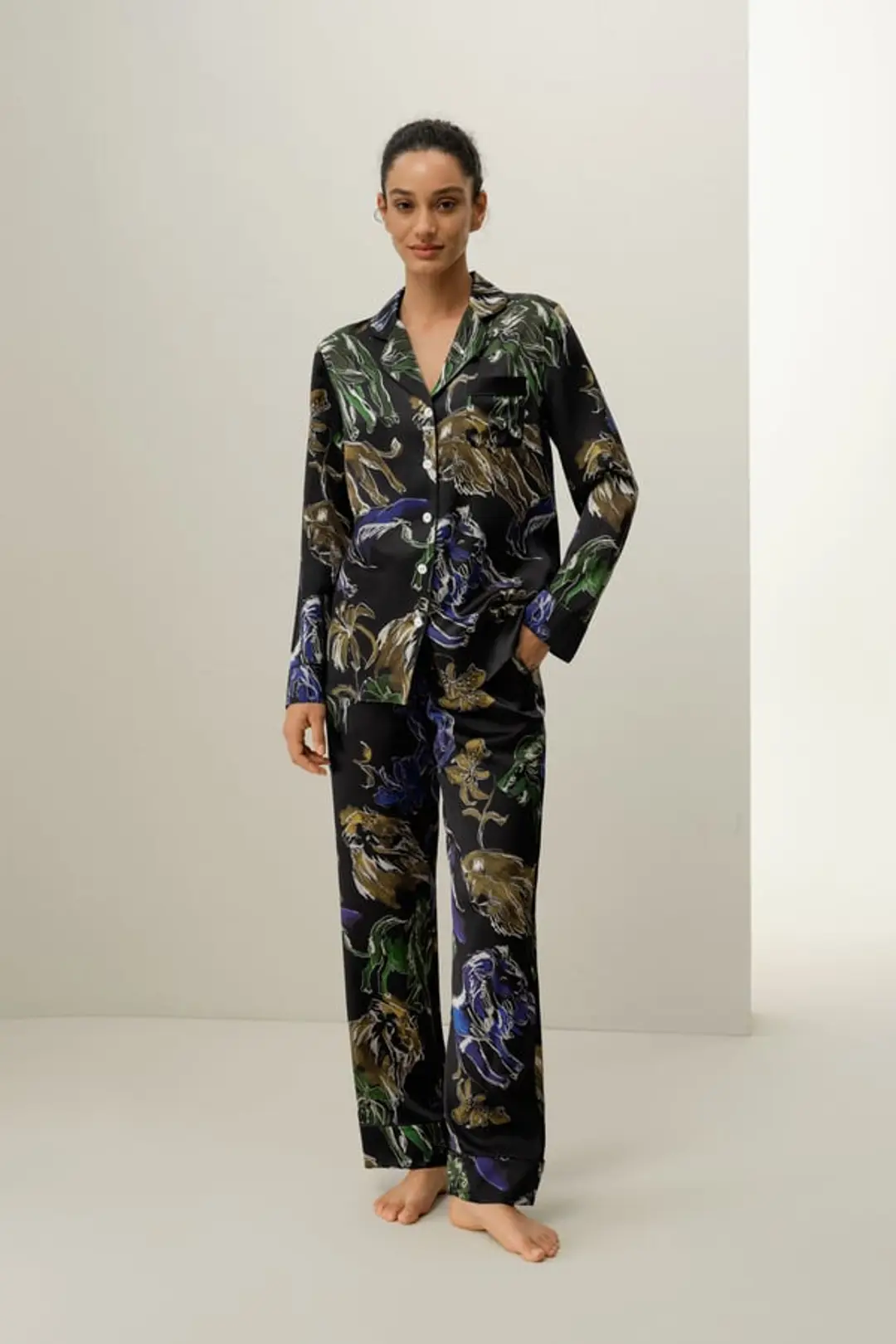 LILYSILK Ensemble De Pyjama En Soie Lion Soie De Mûrier De Haute Qualité Lion Xl