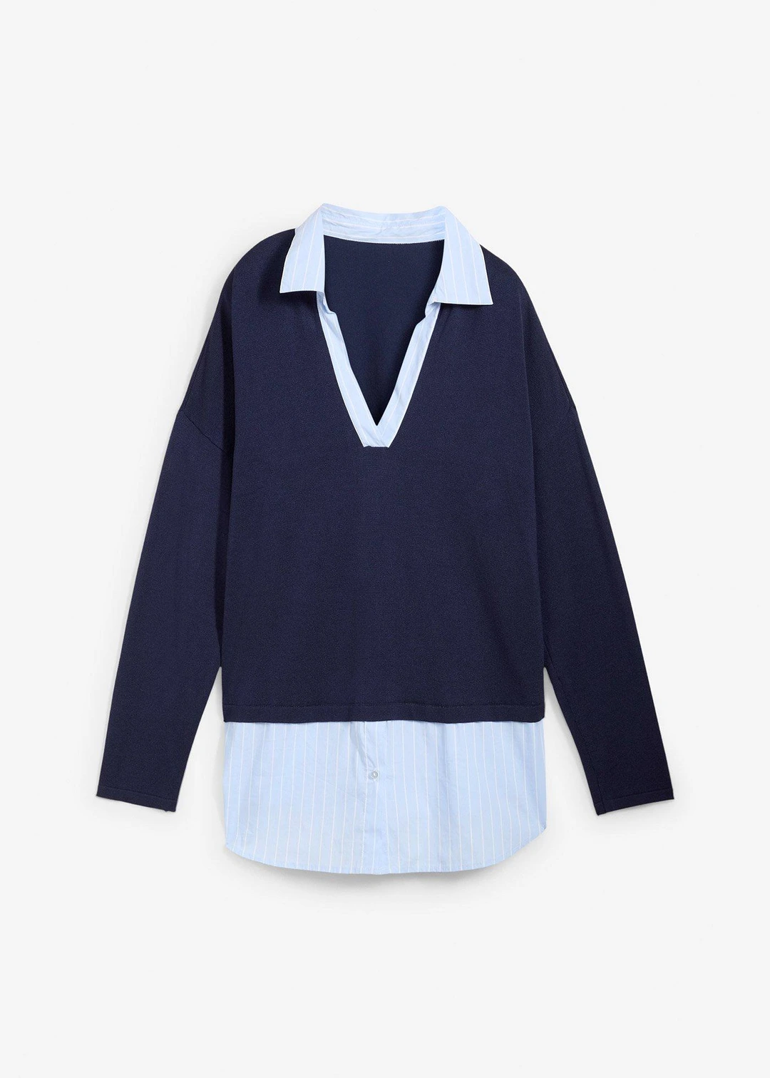 Pull en fine maille empiècement chemisier