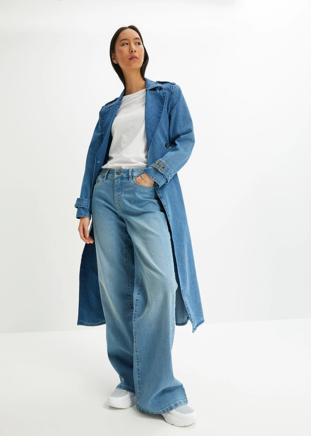 Jean large taille mi-haute, extensible - 2