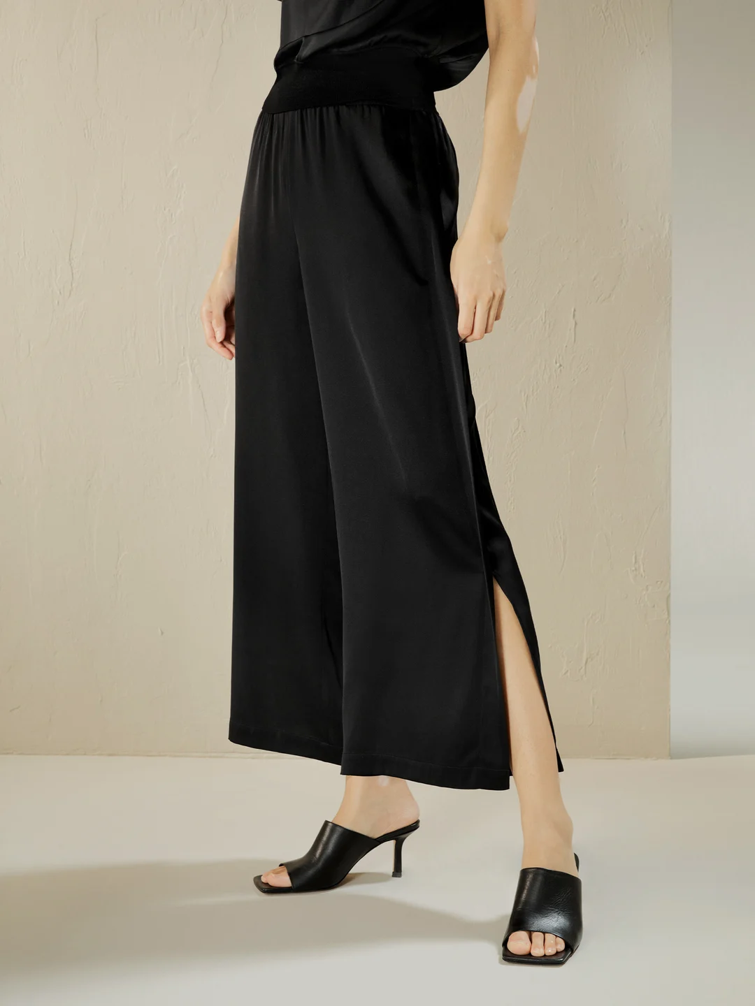 LILYSILK Pantalon Soie Femme Noir Taille Élastique Couverte Double Georgette En Soie Doux Pour La Peau Et Respirant XS