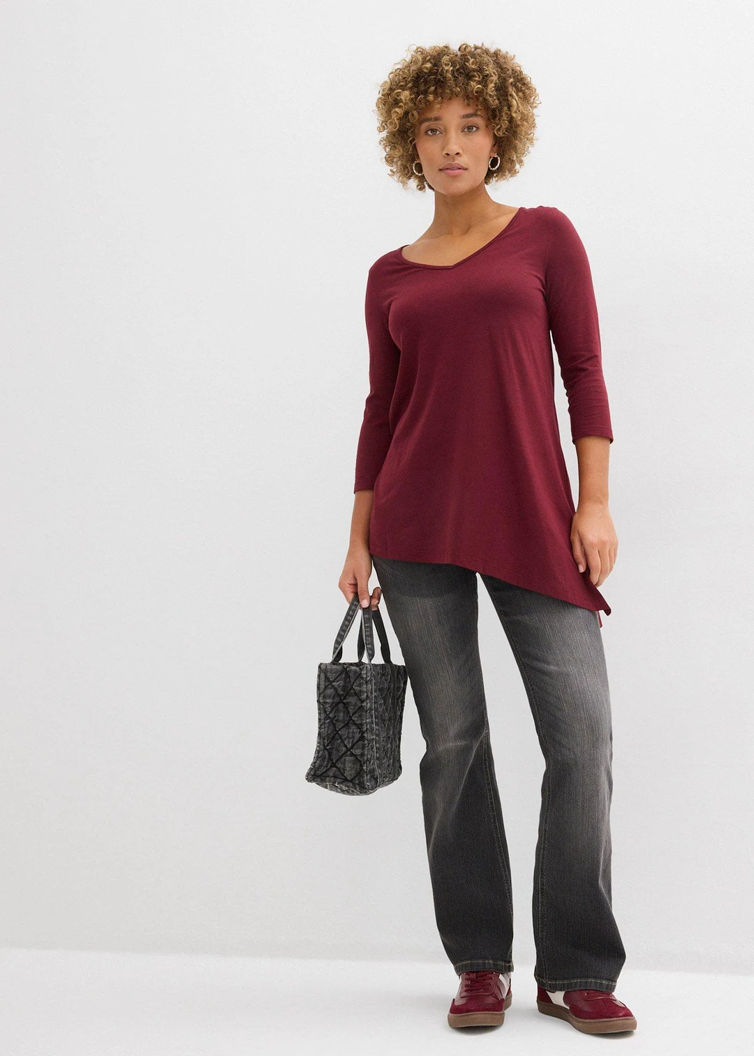 T-shirt long en coton et viscose - 2