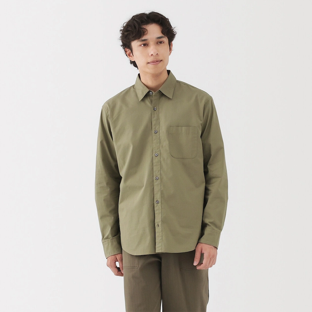 Chemise à manches longues en coton lavé homme