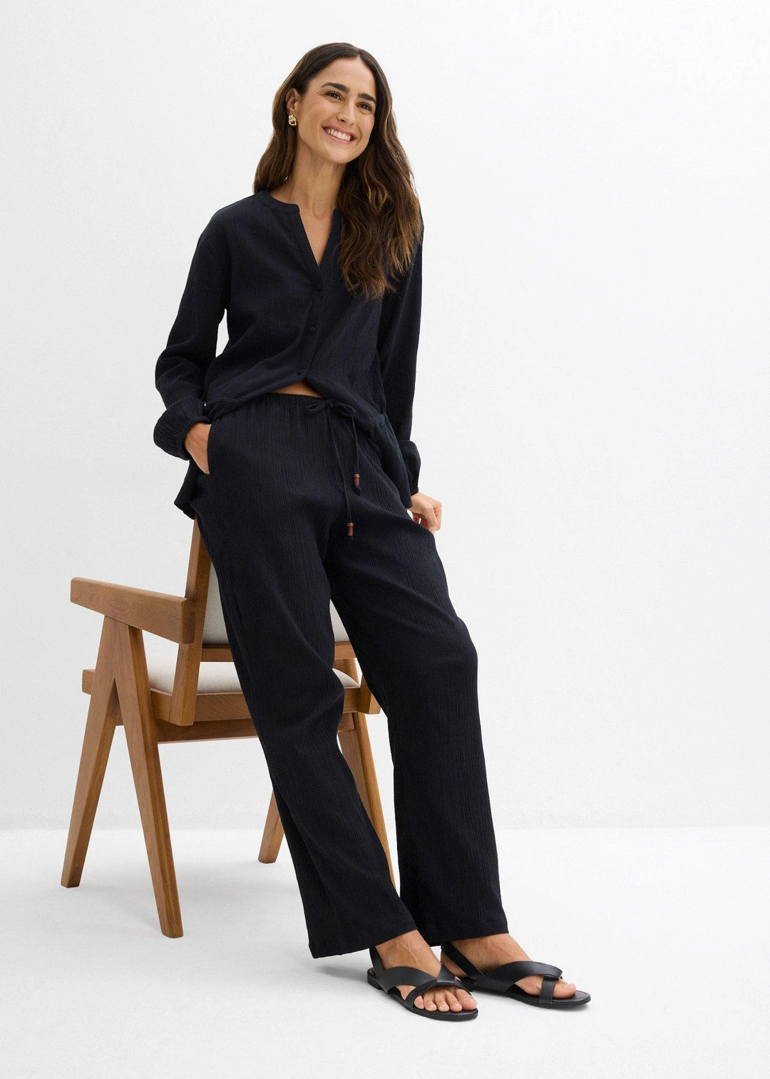 Pantalon large, effet froissé - 2