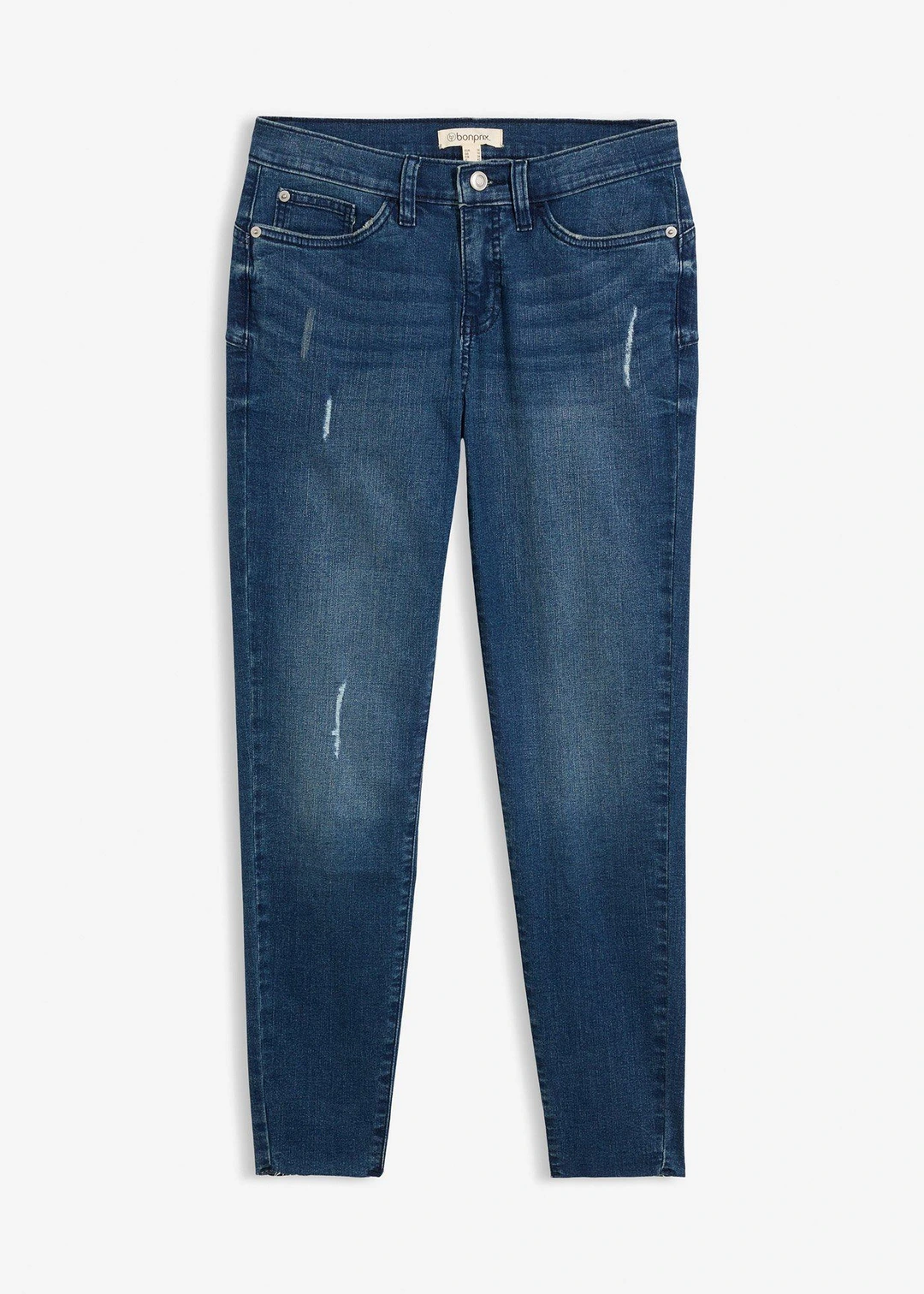 Jean skinny, taille mi-haute, court