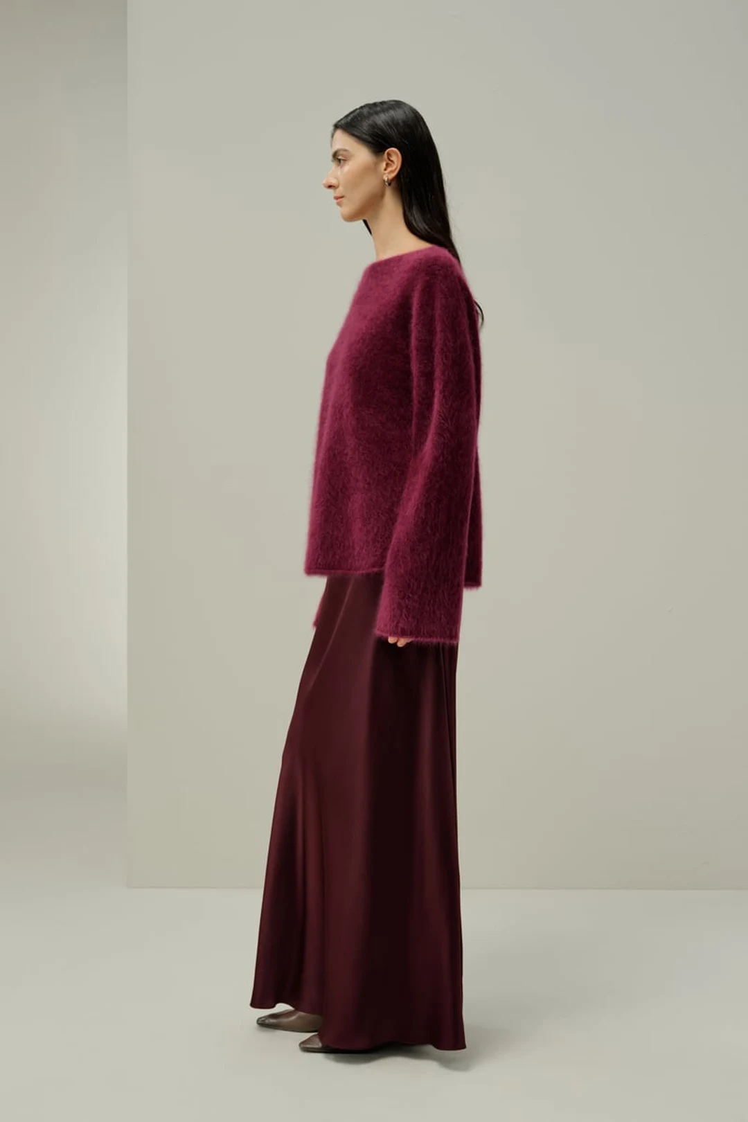 LILYSILK Pull Femme en Cachemire Brossé Doux Col Bateau Oversize Bleu d'illusion L
