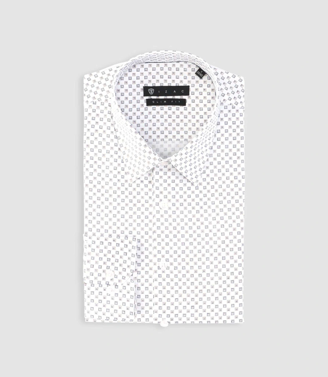 IZAC - Chemise imprimée micro motifs blanche et beige PAMPA