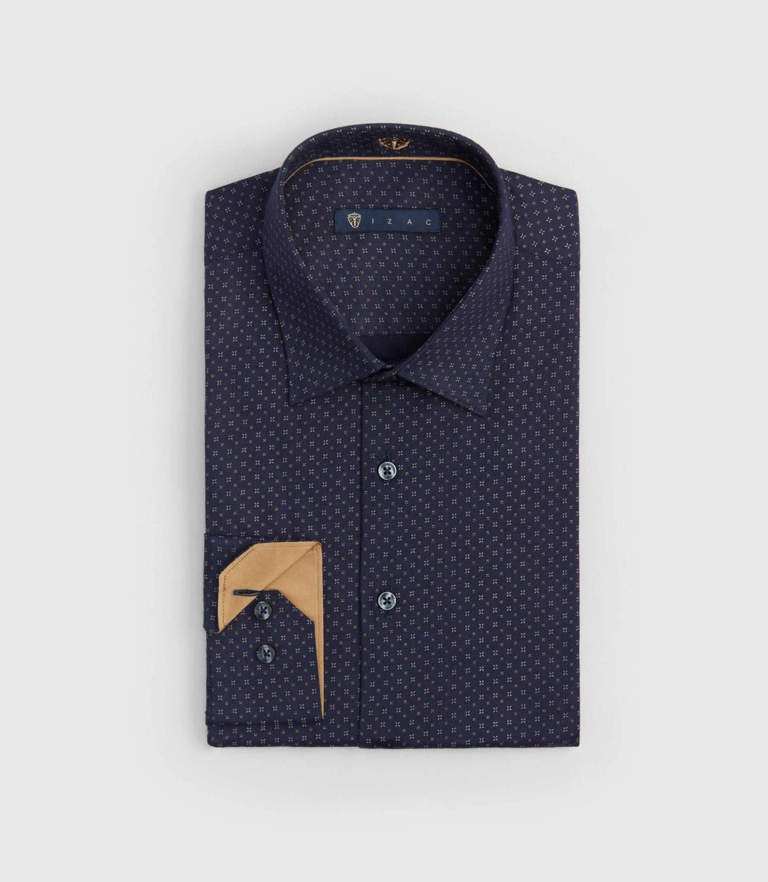 IZAC - Chemise imprimée micro motif marine ''Serrure''