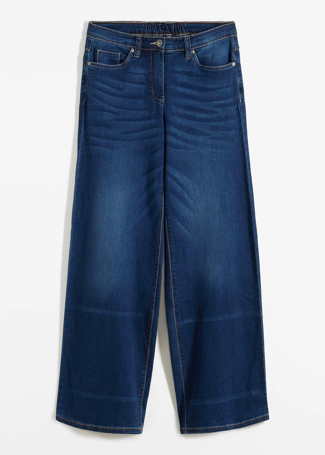 Jean large à taille mi-haute élastiquée