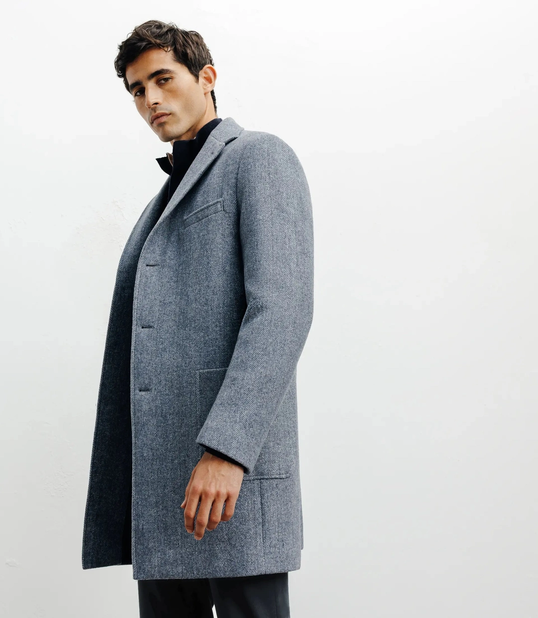IZAC - Manteau en laine avec boutons bleu
