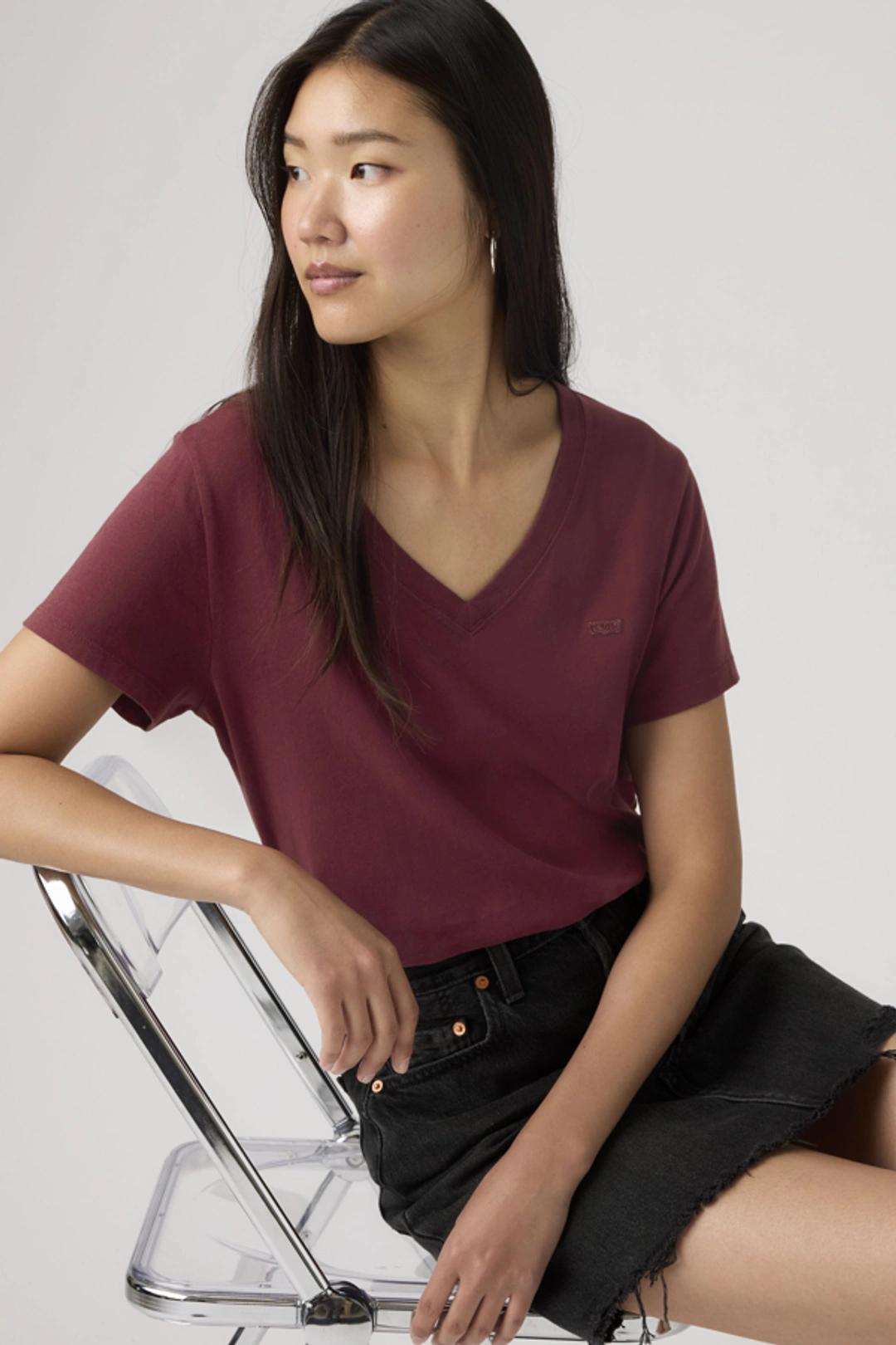 Levi's T Shirt En Coton Col V Favorite - Femme - Vert / Deep Depths - XS